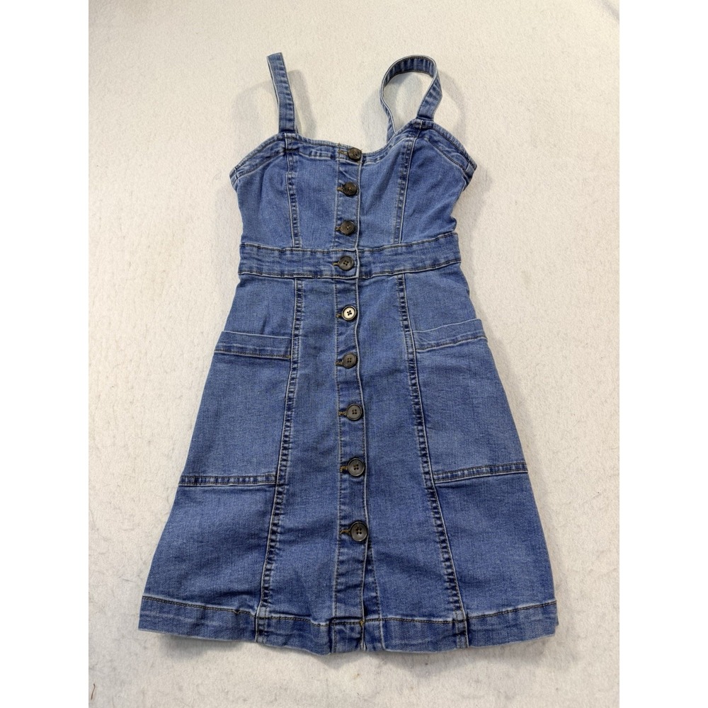Aeropostale Denim Tank Dress Size XS Button Front Overall Jumper Jean
